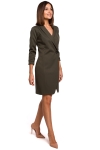 elegancka sukienka khaki zapinana na guzik