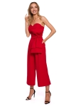 czerwony damski kombinezon z odkrytymi ramionami