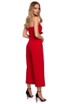 damski kombinezon z odkrytymi ramionami czerwony
