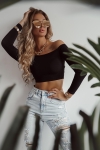 czarny crop top bez ramiaczek