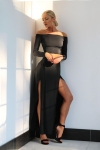 dluga czarna spodnica z rozcieciami