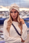 elegancki turban damski ecru