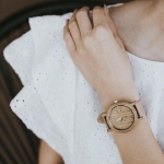 zegarek drewniany damski jasny dab pasek