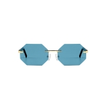 modne niebieskie okulary bezramkowe