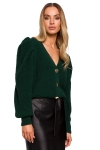 stylowy sweter damski na jesien z ozdobnymi guzikami