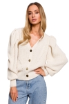 bezowy sweter z bufiastymi rekawami na jesien