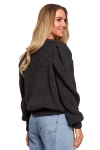 grafitowy sweter z bufkami na jesien