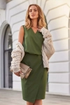 wyjątkowa zielona sukienka z drapowaniem