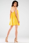 zółta sukienka mini na wakacje na ramiączkach.jpg
