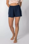 swobodne szorty granatowe damskie z dzianiny bawełnianej na letnie sezony do spania.webp