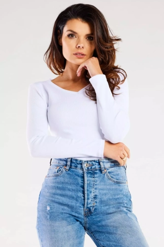 biała gładka bluzka z długim rękawem.webp