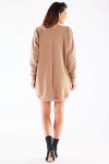 beżowa sukienka midi na jesień w swobodnym kroju oversize.webp