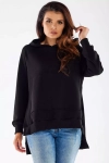 czarna bluza damska na jesień z przyjemnej w dotyku bawełny z kangurką.webp