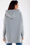 szara bluza damska do jesiennych stylizacji z rozcięciami po bokach i obszernym kapturem.webp
