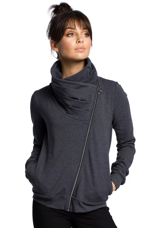 Sportowa bluza z wysokim kołnierzem z zakładkami