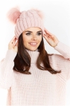 zimowa czapka z uszami pomponami różowa.jpeg
