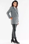 modny płaszcz damski zimowy we wzór w pepitkę z prostymi rękawami i kieszeniami.webp