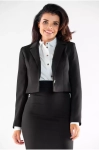 elegancki żakiet w długości crop z zapięciem na guzik do pracy.webp
