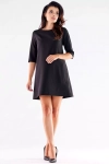 modna klasyczna sukienka mini w kolorze czarnym z rękawem za łokieć na spotkanie.webp