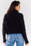 casualowy sweter damski na jesień z wywijanym golfem i długim rękawem z mankietem.webp