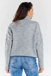stylowy sweter damski dzianinowy do bioder z modnym wzorem z przodu.webp
