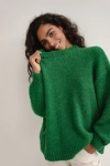 luźny damski sweter na co dzień zielony.webp