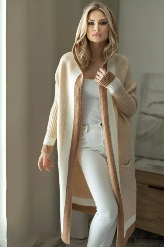 kolorowy sweter damski długi z rękawem ze ściągacza.webp