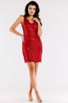 zmysłowa czerwona sukienka z cekiny z dekoltem w szpic mini.webp