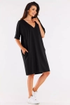 czarna bawełniana sukienka oversize do kolan.webp
