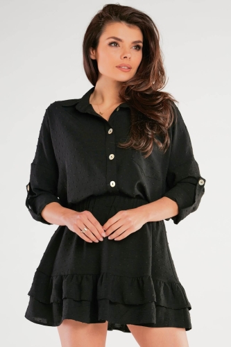 czarna mini spódnica na gumce z falbankami.jpg