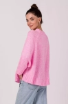 dzianinowy sweter damski szeroki w kolorze różowym.webp