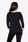 gładka bluzka damska z rękawem do łokcia w kolorze granatowym.webp