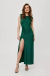 wieczorowa sukienka maxi  z błyszczącego materiału z eleganckim rozcięciem.webp