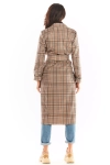 damski płaszcz w kratę z regulacją talii.webp