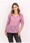 różowy sweter z dekoltem w serek.webp