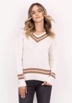 damski sweter ecru w wertykalne wzory.webp