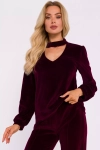 welurowa bluzka damska w kolorze bordowym.webp
