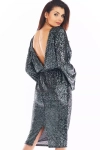 Grafitowa sukienka cekinowa na wieczór.webp