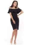 Elegancka szara sukienka midi z klasycznym krojem.webp
