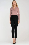 Damskie spodnie o zwężanym kroju slim fit z wysokim stanem.webp