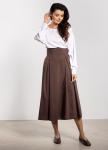 Elegancka spódnica damska chocolate brown midi, rozkloszowany krój