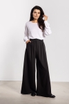 Eleganckie spodnie czarne wide leg wysoki stan do pracy