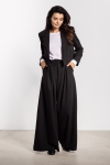 Eleganckie spodnie czarne wide leg wysoki stan do pracy