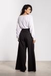 Eleganckie spodnie czarne wide leg wysoki stan do pracy
