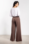Eleganckie spodnie czekoladowe wide leg wysoki stan do pracy