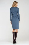 Prosta kobaltowa sukienka midi z długim rękawem.webp