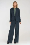 Granatowy żakiet garniturowy dla kobiet, jednorzędowy, idealny do stylizacji biznesowych..webp