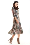 Sukienka w zwierzęcy wzór z rękawem 3-4 i falbaną.webp