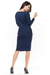 Granatowa sukienka midi z dzianiny z dekoltem łódka.jpg