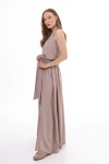 kaszmirowy komplet damski top na ramiączkach i spódnica maxi z wiązaniem.webp